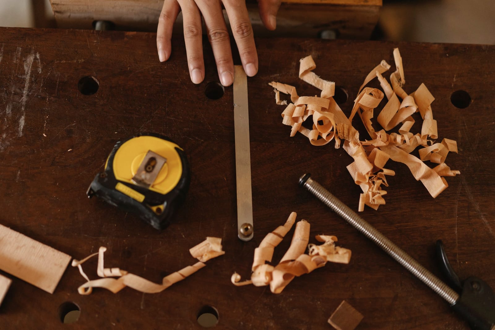 Tools laid out on a workbench