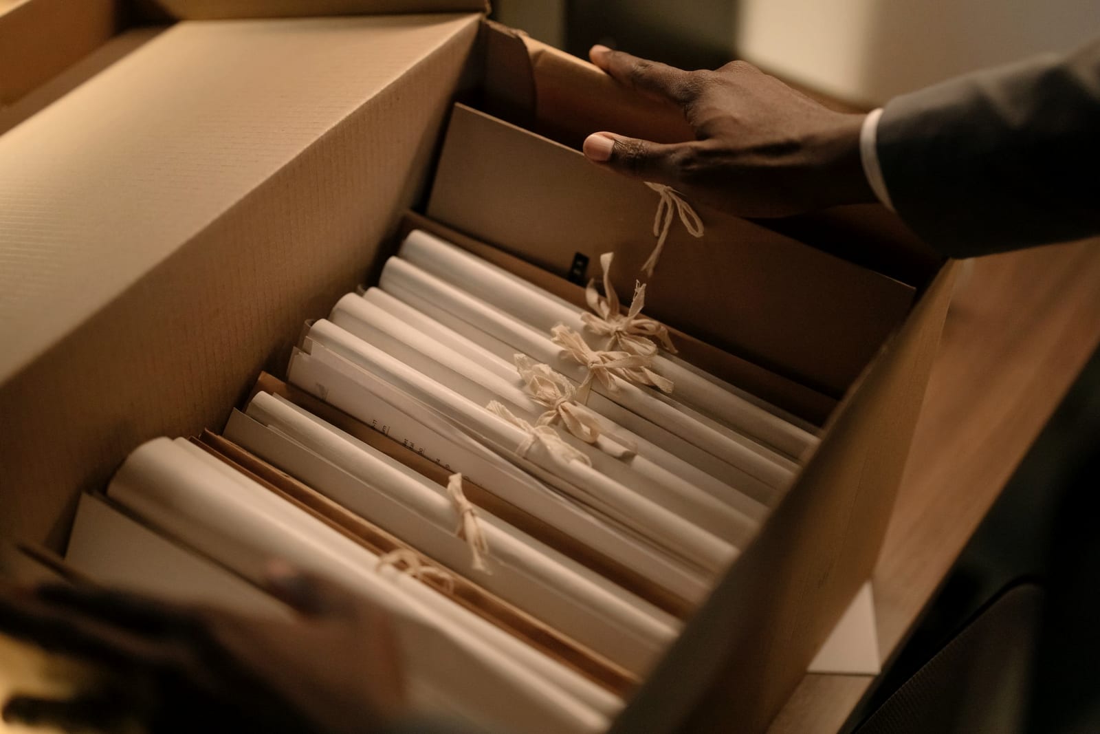 A box of business records